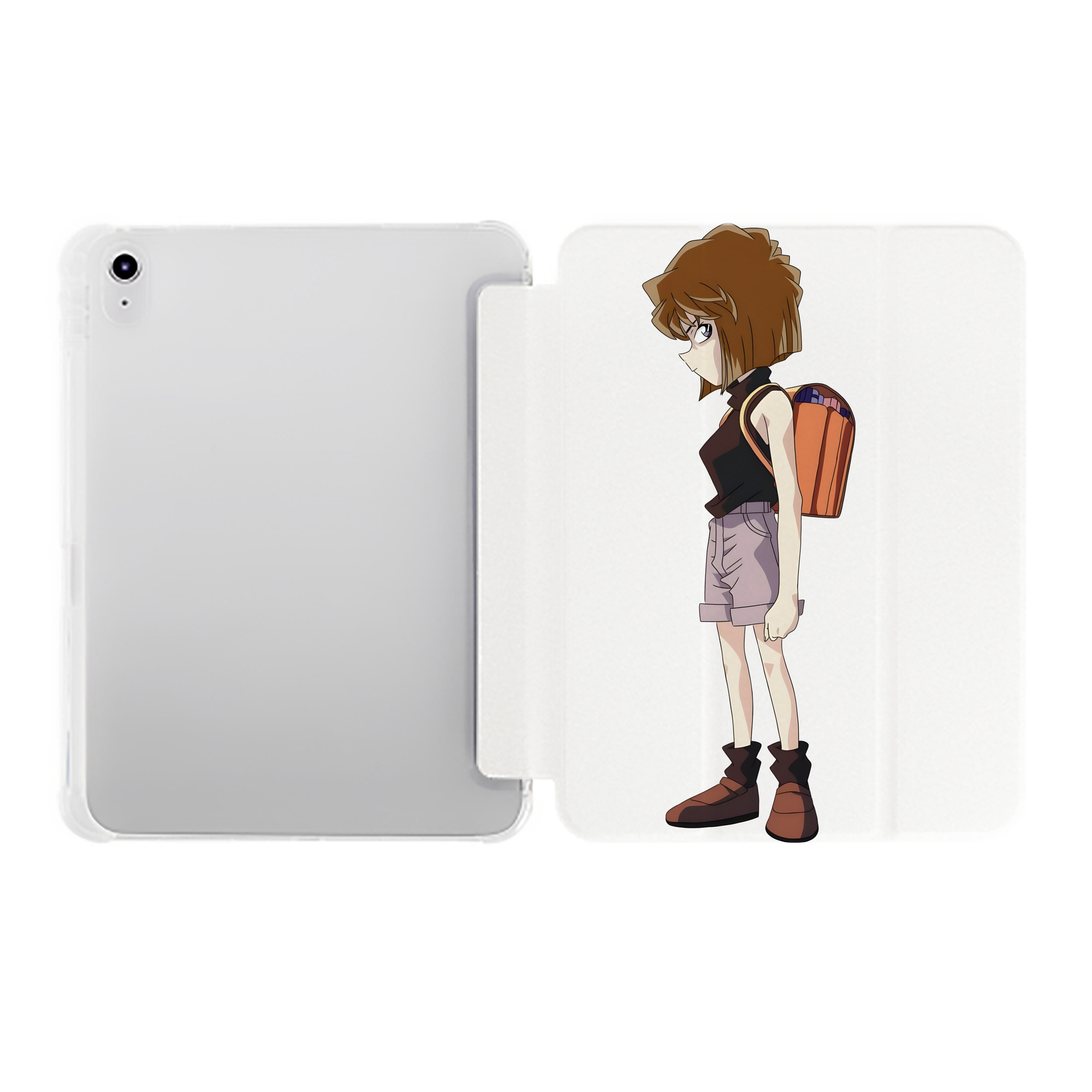 （画像用） 名探偵コナン 灰原 哀 はいばら あい Detective Conan Anita Hailey、Vi Graythorn Haibara Ai IPad ケース ペン収納付き 三つ折りスタンド PUレザー×シリコン 対応機種9.5/10.5/10.9インチ